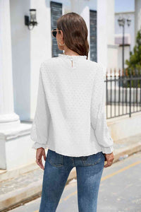 Stasia Smocked Mock Neck Swiss Dot Top