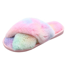 Journee Faux Fur Crisscross Strap Slippers