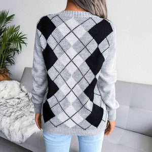 Lia Geometric V-Neck Sweater
