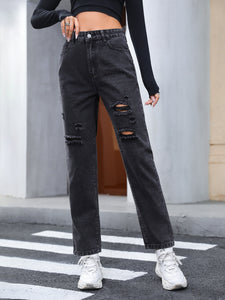 Lila Distressed Straight Leg Jeans