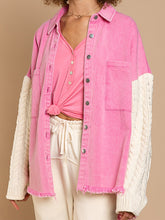 Aspen Cable-Knit Raw Hem Denim Jacket