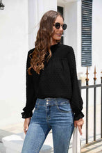 Stasia Smocked Mock Neck Swiss Dot Top