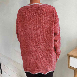 Zeta V-Neck Drop Shoulder Long Sleeve Sweater