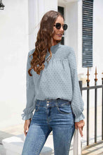Stasia Smocked Mock Neck Swiss Dot Top