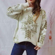 Dulce Snowflake Pattern Long Sleeve Sweater