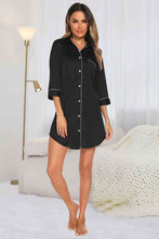 Vittoria Button Up Collared Neck Night Dress with Pocket