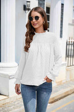 Stasia Smocked Mock Neck Swiss Dot Top