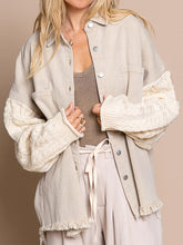 Aspen Cable-Knit Raw Hem Denim Jacket