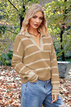 Micola Striped Collared Long Sleeve Sweater