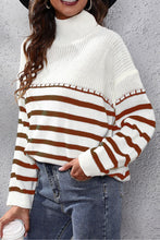 Nyla Striped Turtleneck Drop Shoulder Sweater