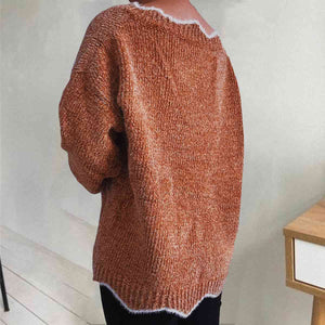 Zeta V-Neck Drop Shoulder Long Sleeve Sweater