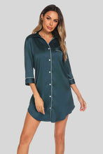 Vittoria Button Up Collared Neck Night Dress with Pocket