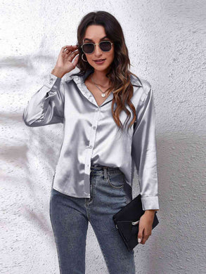 Luciana Collared Neck Buttoned Long Sleeve Shirt