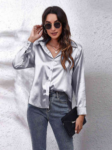 Luciana Collared Neck Buttoned Long Sleeve Shirt