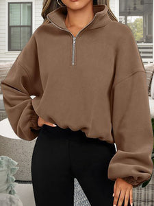 Viviana Half-Zip Collared Drop Shoulder Sweatshirt
