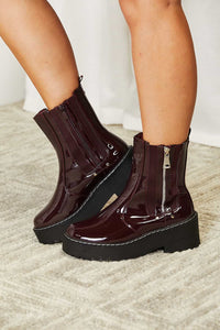 Daniela Wine Side Zip Platform Boots
