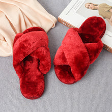 Journee Faux Fur Crisscross Strap Slippers