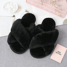 Journee Faux Fur Crisscross Strap Slippers