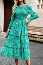 Arabella Smocked Flounce Sleeve Midi Dress