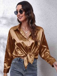 Luciana Collared Neck Buttoned Long Sleeve Shirt