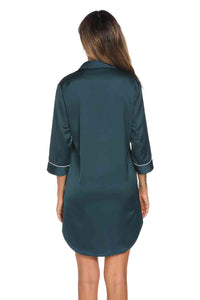 Vittoria Button Up Collared Neck Night Dress with Pocket