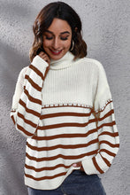 Nyla Striped Turtleneck Drop Shoulder Sweater