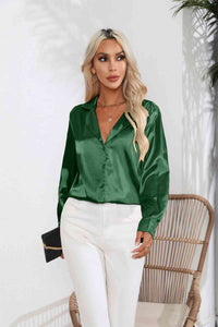 Lucia Lapel Collar Button Up Long Sleeve Shirt