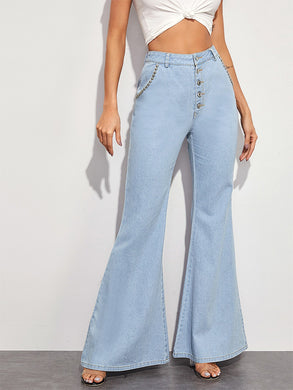 Emma Button Fly Wide Leg Jeans