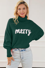 Merry Embroidered High Neck Christmas Sweater