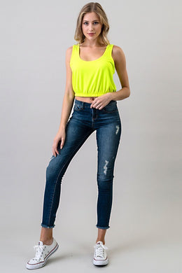 Neon Lime Elastic Tank - Black Petunia Ct