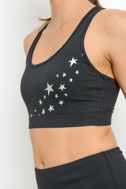 Stargazer Racer Back Sports Bra - Black Petunia Ct