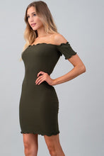 Off Shoulder Mini Rib Dress - Black Petunia Ct