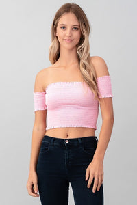 Chiffon Rose Off Shoulder Crop - Black Petunia Ct