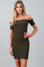 Off Shoulder Mini Rib Dress - Black Petunia Ct
